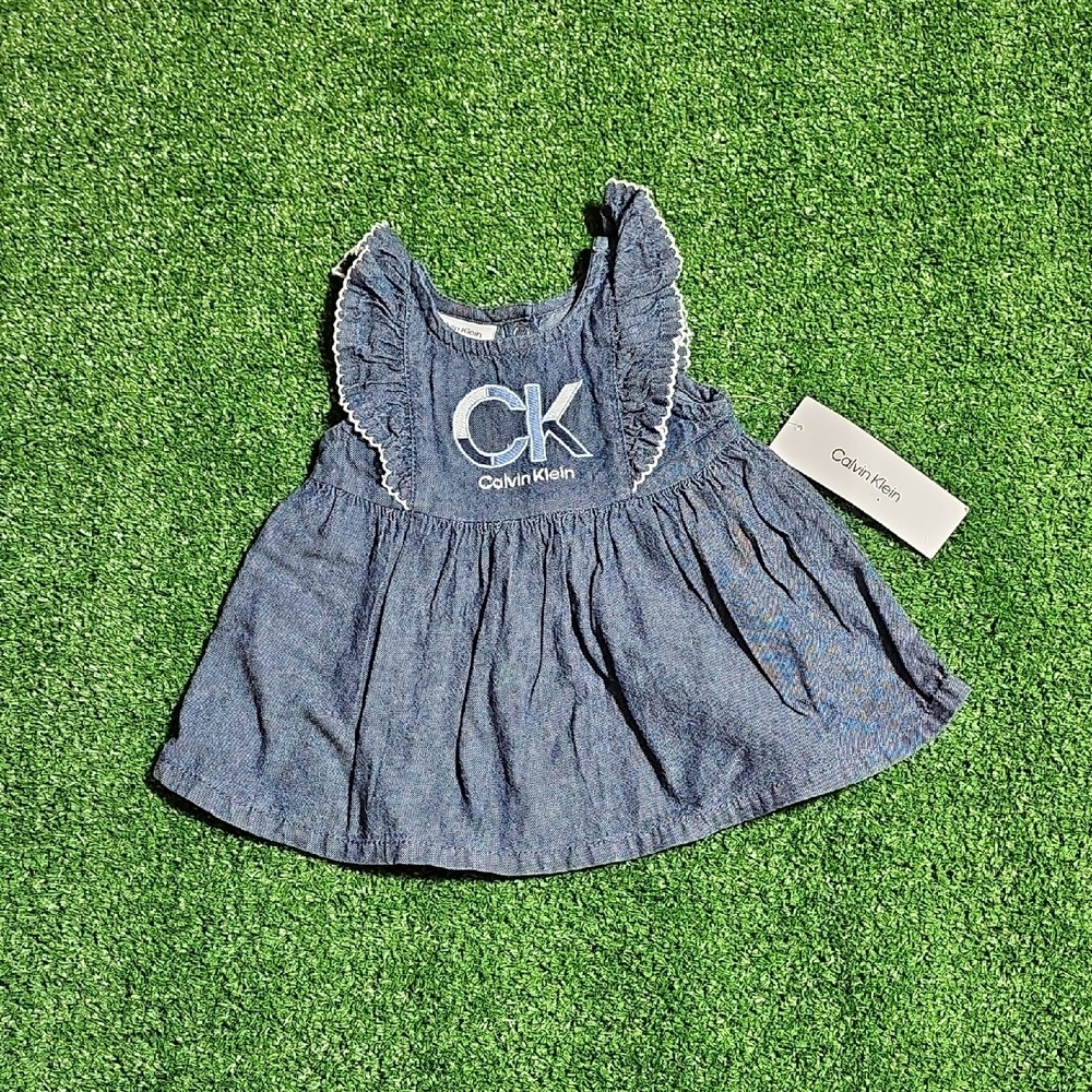 Calvin Klein Blue Baby Dress with Ruffles